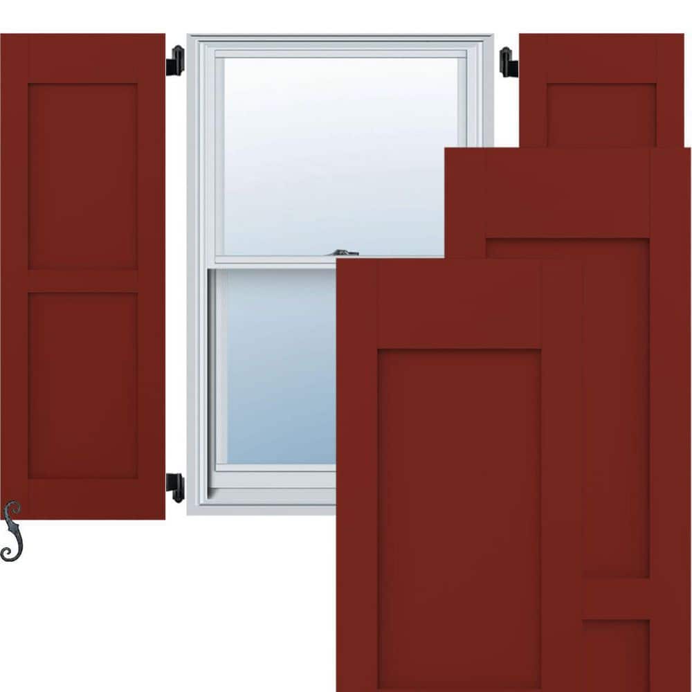 18 in. W x 39 in. H Americraft 2-Equal Flat Panel Exterior Real Wood Shutters Pair in Pepper Red price history on PriceWatchPro
