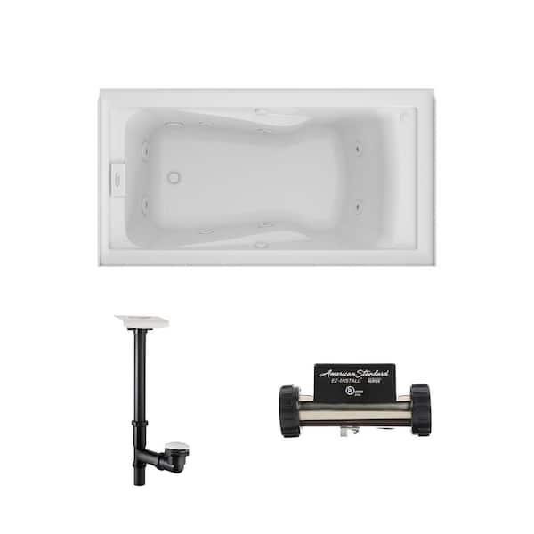 American Standard EverClean 60 in. x 32 in. Acrylic Alcove Whirlpool Bathtub with Left Hand Drain and Heater in White