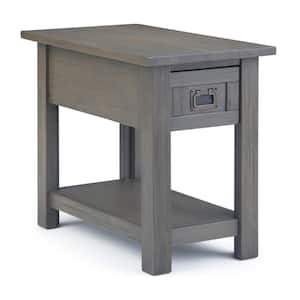 Monroe Solid ACACIA Wood 14 in. Wide Rectangle Rustic Narrow Side Table in Farmhouse Grey