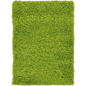 Solid Shag Grass Green 2 ft. x 3 ft. Area Rug