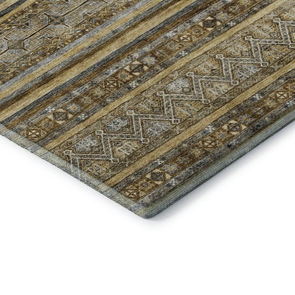Mayfield Premium Machine Washable Abstract AMF1653 Brown 3 ft. x 4 ft. Area Rug