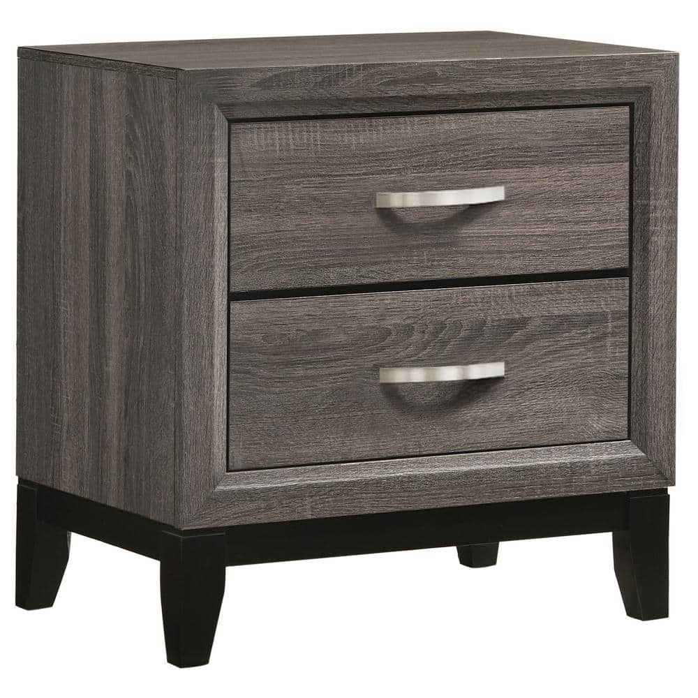 Watson 24" Gray Oak and Black 2-Drawer Nightstand