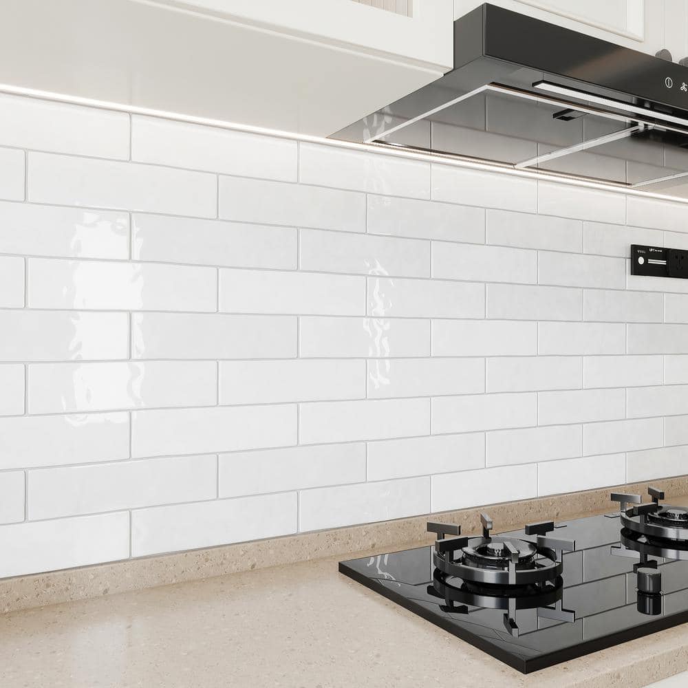 White Glossy 3x12 Rectified Ceramic Wall and Floor Tile
