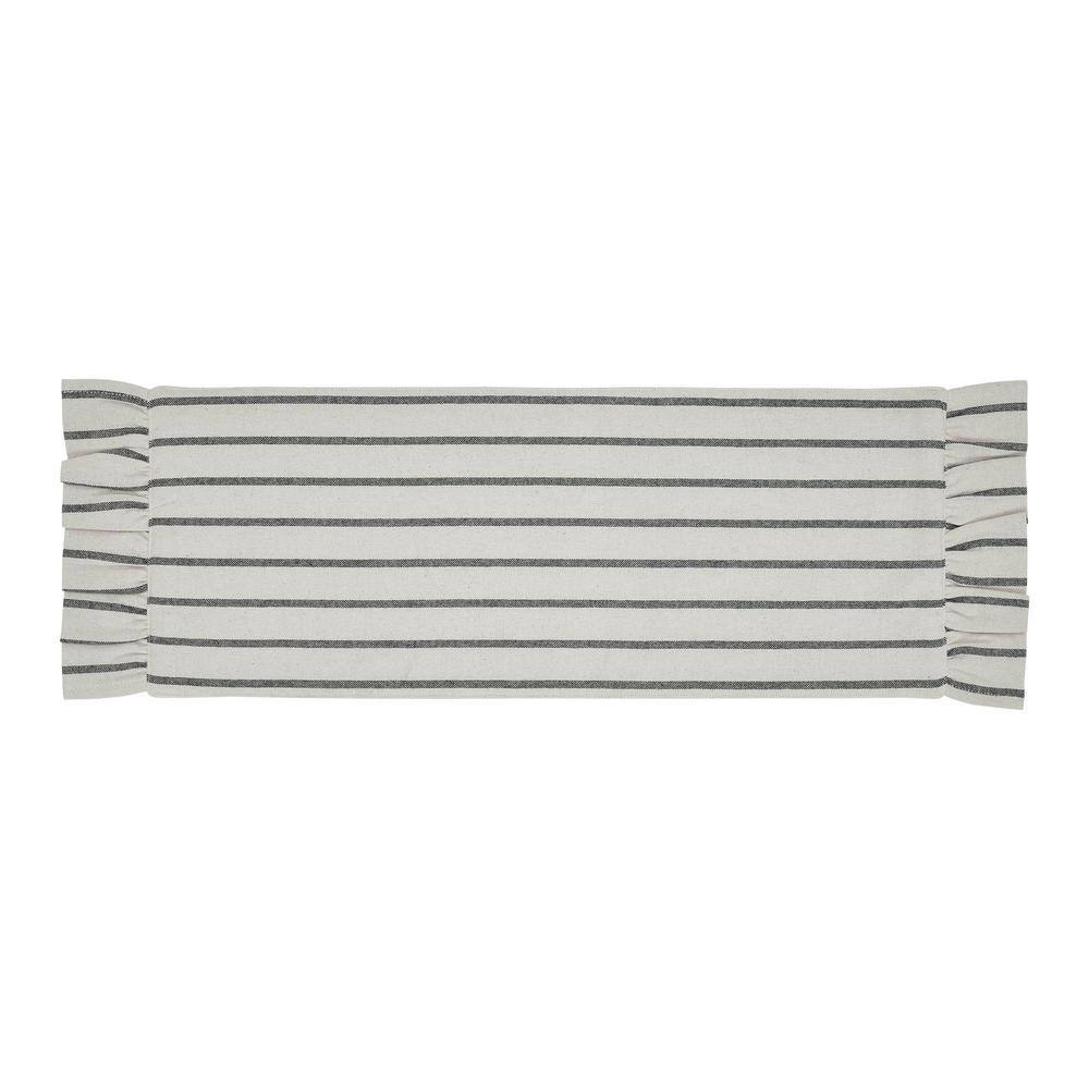 Navy and Creme Cotton Ticking Stripe Ruffled Runner 8x24