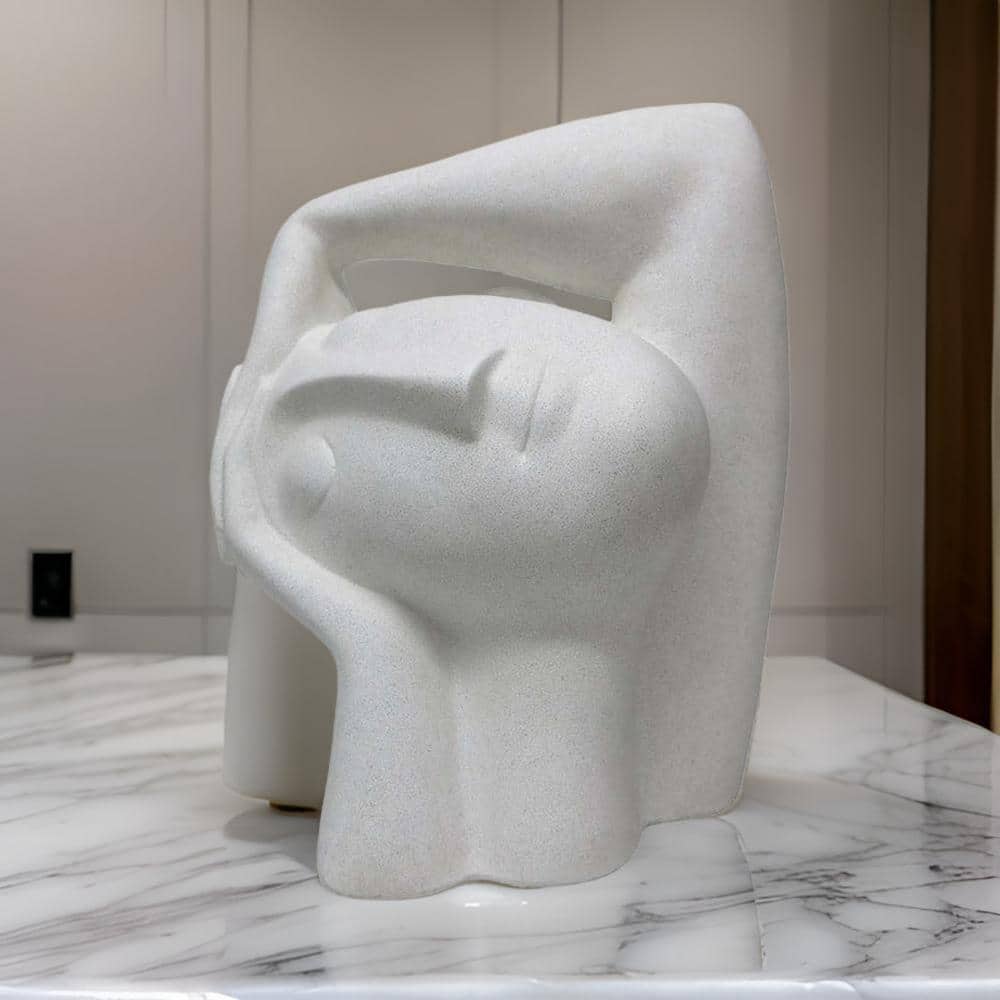 16-Inch White Resin Contemporary Head Figurine Statuette