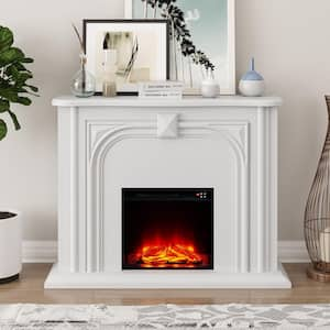 47.5" Freestanding Electric Fireplace in White