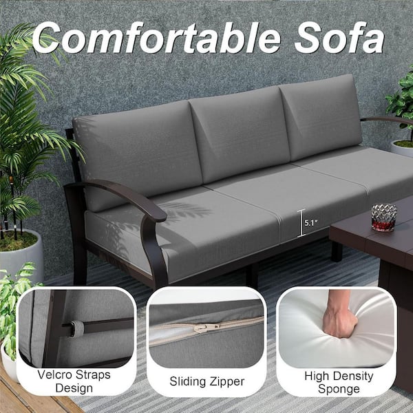 Halmuz 5-Seat Aluminum Patio Conversation Set with armrest
