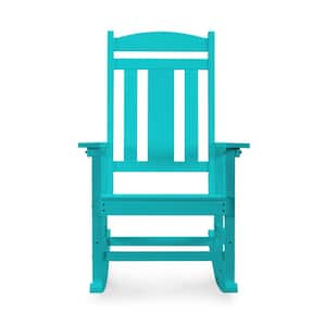 Aruba Blue Plastic Outdoor Indoor All Weather Resistant Patio Outdoor Rocking Chair