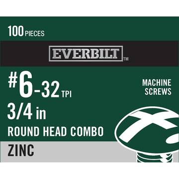Everbilt #6-32 x 3/4 in. Combo Round Head Stainless Steel Machine Screw (6-Pack) 814151