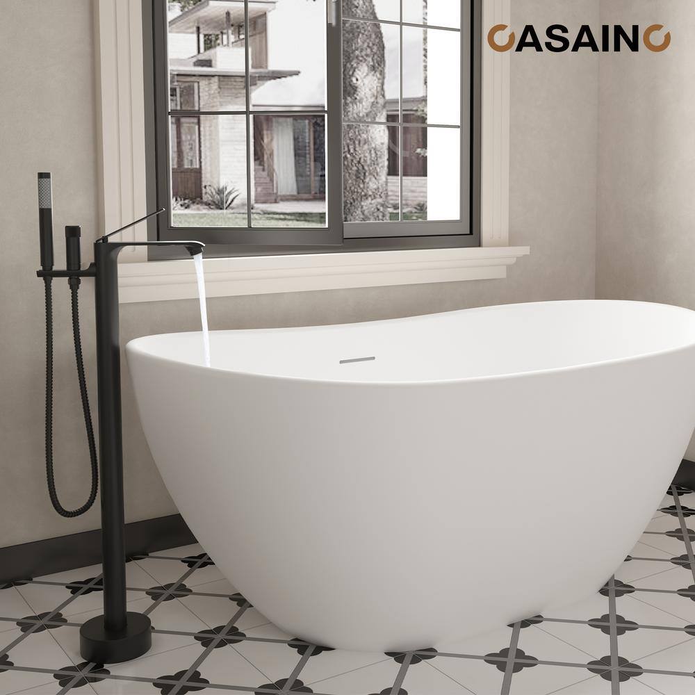 Matte Black Freestanding Tub Filler Faucet with Handheld Shower