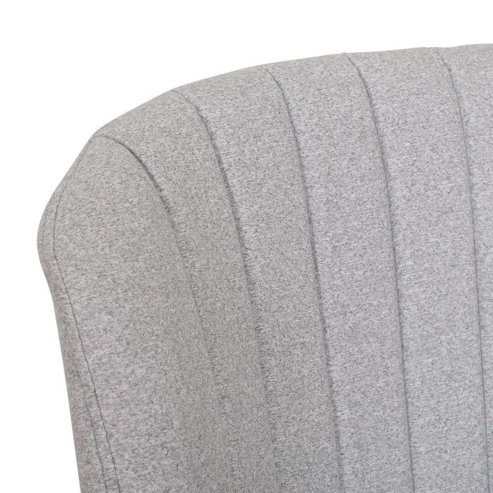 Jasper Light Gray Upholstered Channel Tufted Barstools with Metal Legs - Set of 2