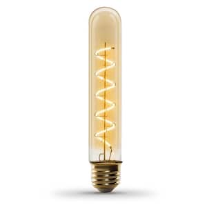 25-Watt Equivalent T10 Dimmable Spiral Filament Large Amber Glass E26 Vintage Edison LED Light Bulb, Warm White