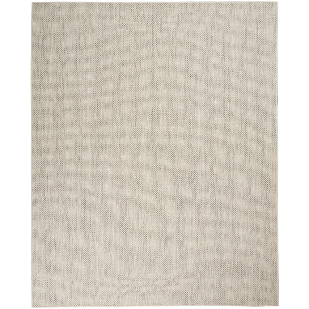 Ivory Silver Geometric Easy Care 8' x 10' Outdoor Rug