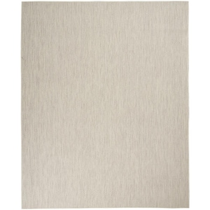 Courtyard Ivory Silver 8 ft. x 10 ft. Geometric Contemporary Indoor/Outdoor Patio Area Rug