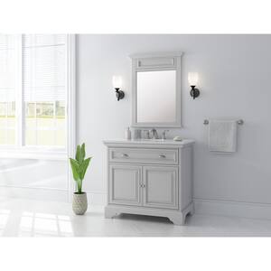 Sadie 38 in. W x 21.5 in. D Vanity in Dove Grey with Marble Vanity Top in Natural White with White Sink