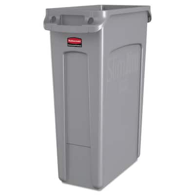 Slim Jim 23 Gal. Gray Plastic Rectangular Trash Can with Venting Channels