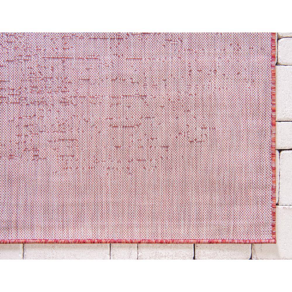 Rust Red and Gray Synthetic Outdoor Rectangular Area Rug