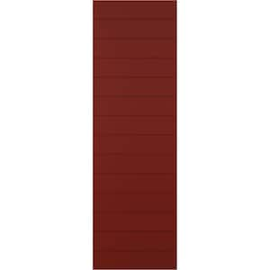 15 in. x 33 in. True Fit PVC Horizontal Slat Modern Style Fixed Mount Board and Batten Shutters Pair in Pepper Red