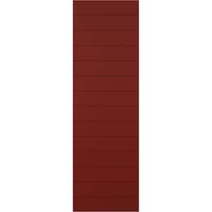 15 in. x 51 in. True Fit PVC Horizontal Slat Modern Style Fixed Mount Board and Batten Shutters Pair in Pepper Red