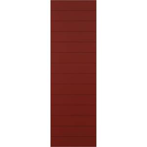 18 in. x 61 in. True Fit PVC Horizontal Slat Modern Style Fixed Mount Board and Batten Shutters Pair in Pepper Red