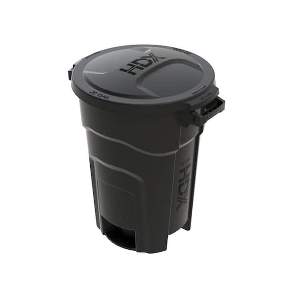 20 gal. Black Heavy Duty Outdoor Trash Can with Domed Lid