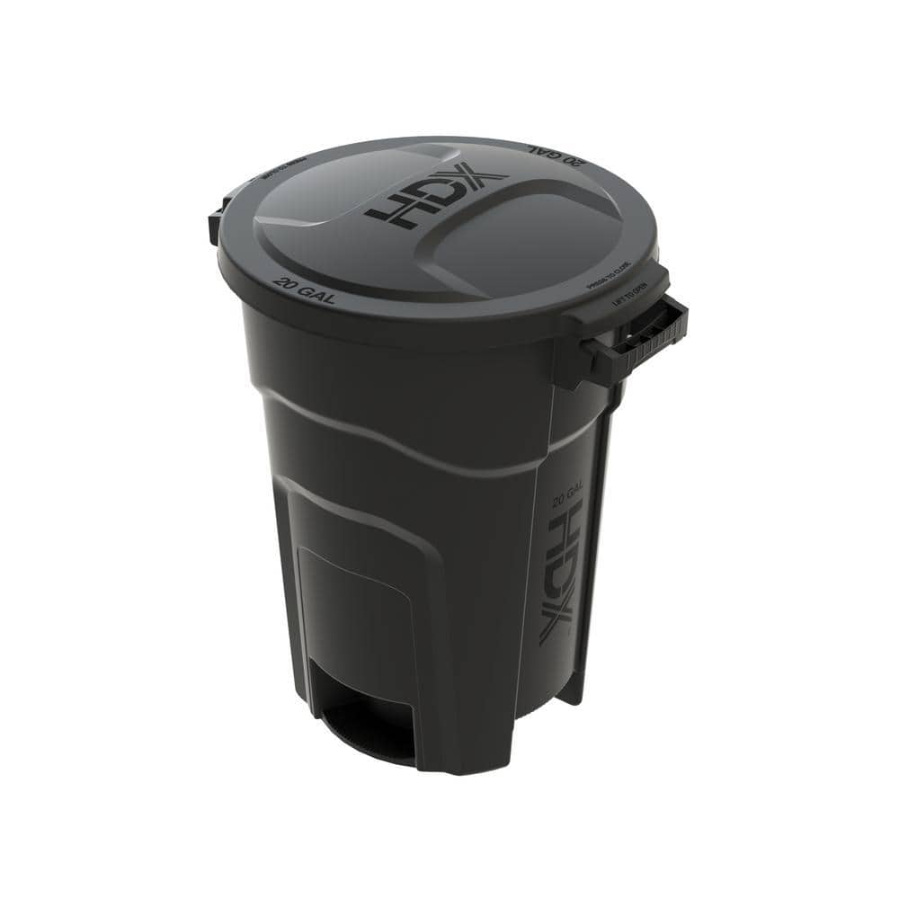 HDX 20 gal. Black Heavy Duty Outdoor Trash Can with Domed Lid 999