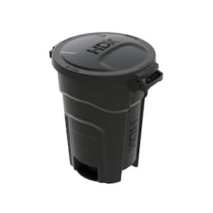 HDX 20 Gal. Black Outdoor Vented Trash Can with Domed Lid, Rounded ...