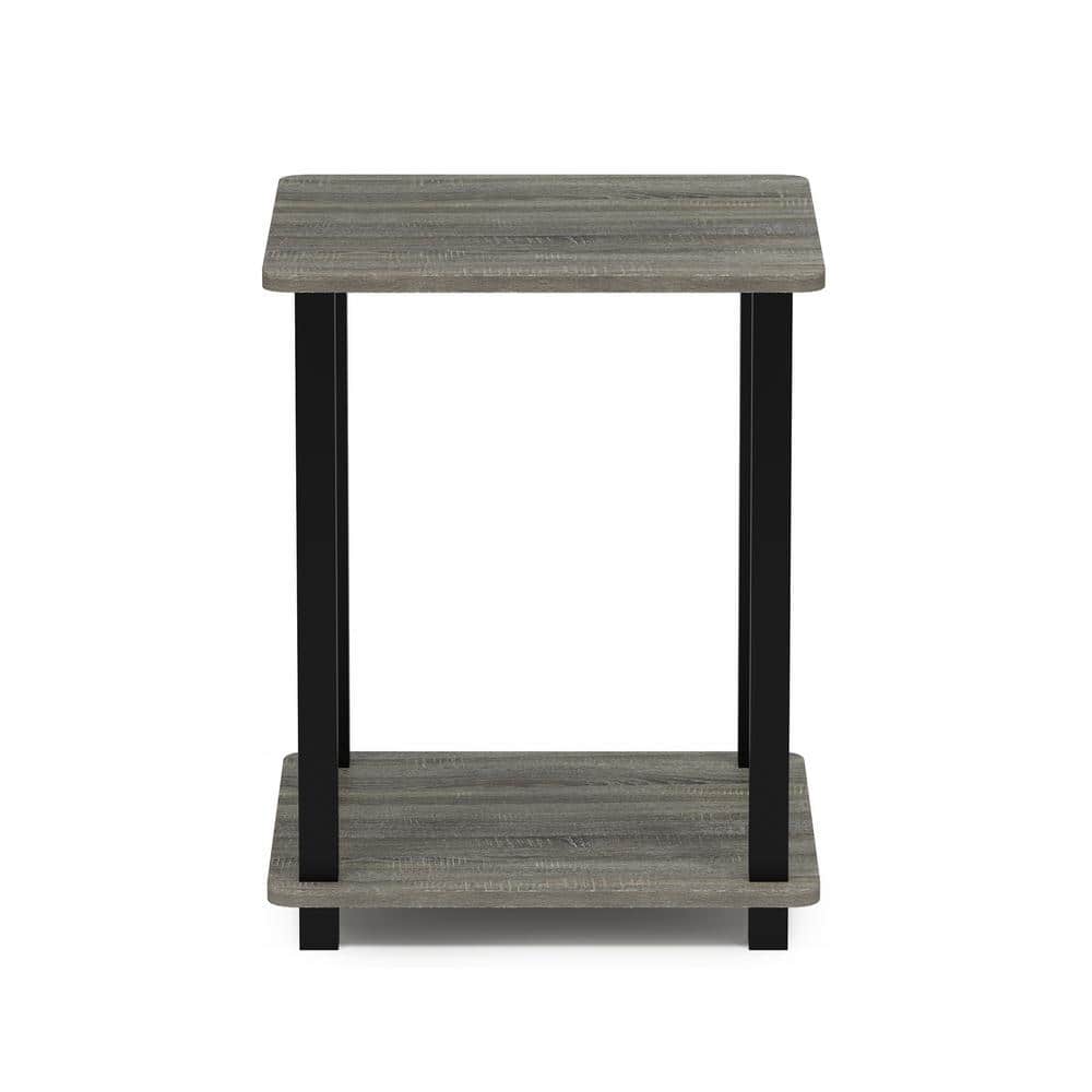 Modern French Oak Black Square Wood End Table Set