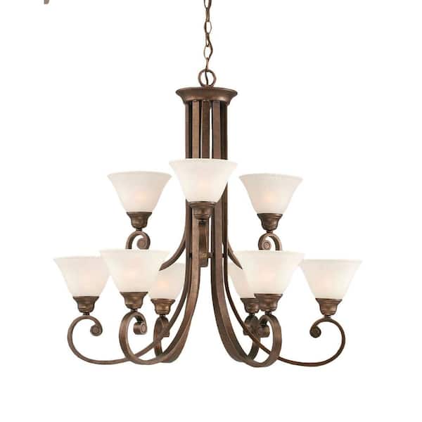 Filament Design Concord 9-Light Bronze Chandelier with White Marble Glass