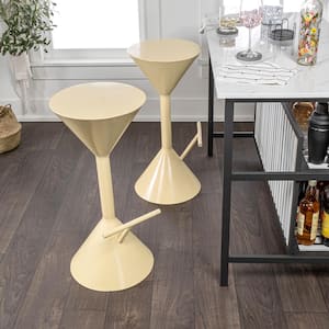 Chronos 29.75 in. Modern Industrial Metal Hourglass Backless Bar Stool with Foot Rest, Almond