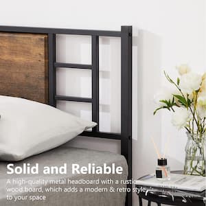 Platform Bed Frame ，Black Metal Frame， Twin Size Platform Bed with Headboard and Footboard, Noise Free 39in. Wide