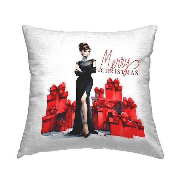 Stupell Industries Trendy Merry Christmas Red Square Outdoor Throw Pillow