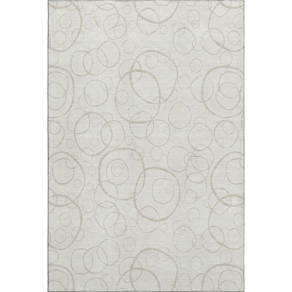 Mayfield Premium Machine Washable Abstract AMF2407 Ivory 5 ft. x 7 ft. 6 in. Area Rug