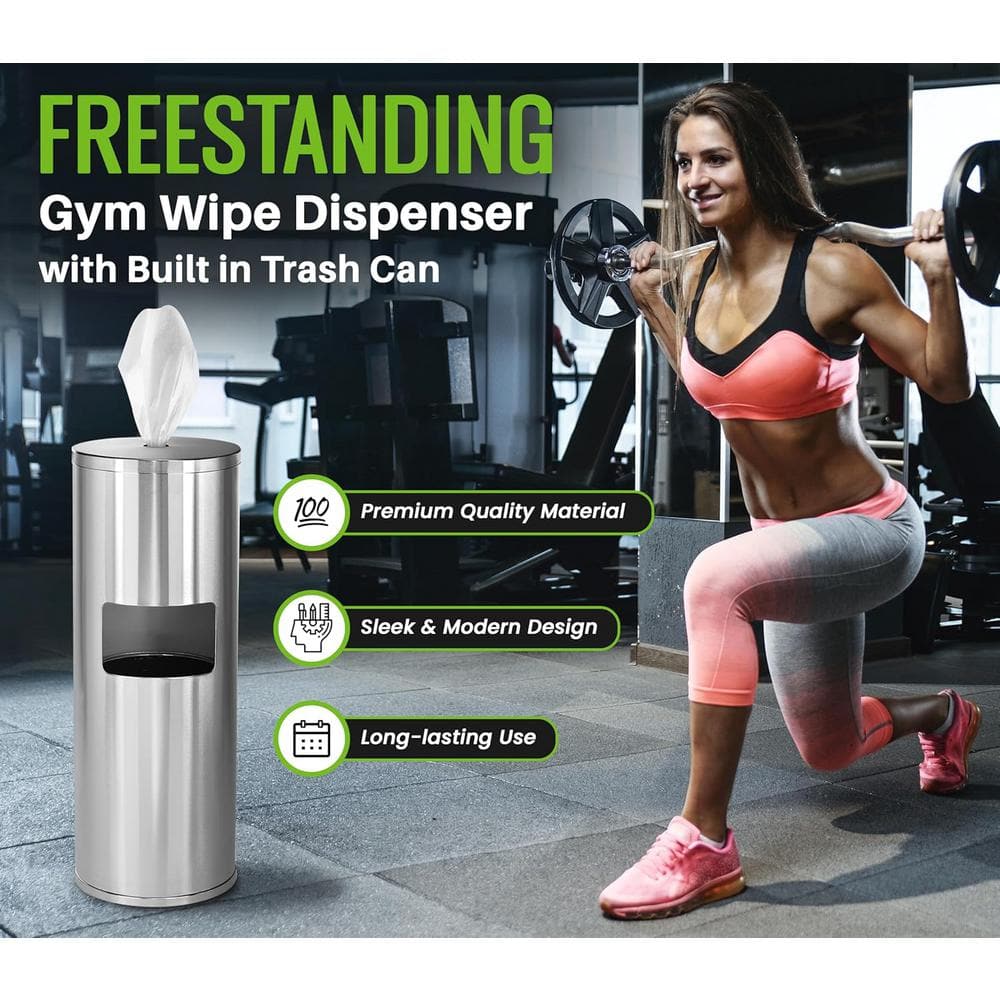 Stainless Steel Floor-Standing Wet Wipe Dispenser with Trash Can