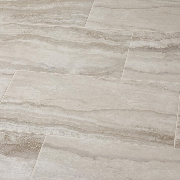 12 The - Glazed Floor and 24 ft./each) Marazzi Porcelain x (1.95 sq. in. in. VT201224HD1P6 Home Depot Wall Vettuno Tile Greige
