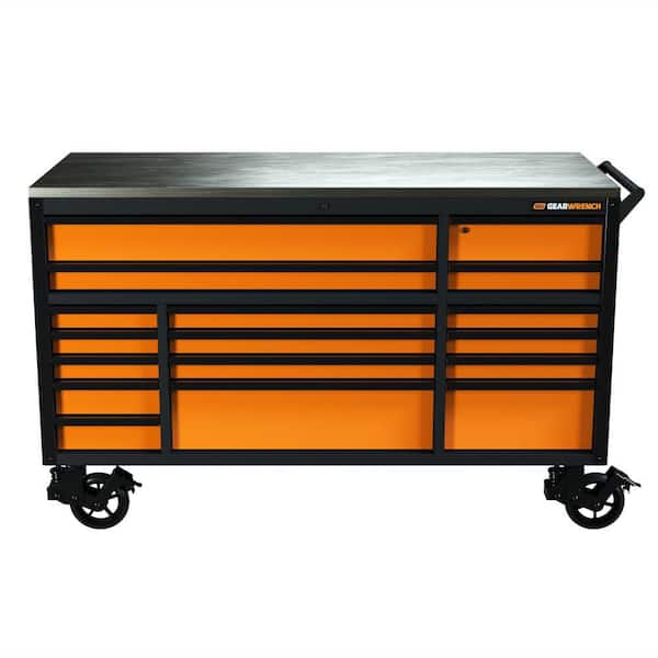 72 in. W x 30 in. D 17-Drawer Professional Mobile Workbench with Stainless Steel Worktop