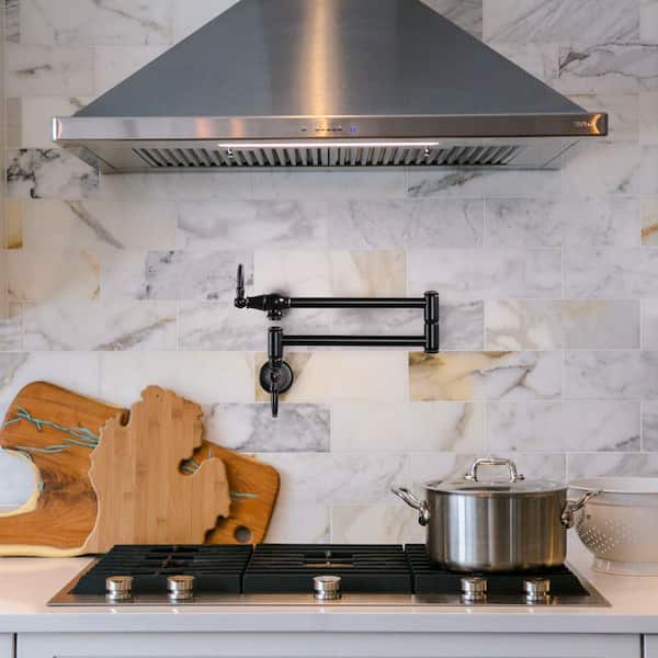 Wall Mounted Pot Filler with 2-Handle in Oil Rubbed Bronze