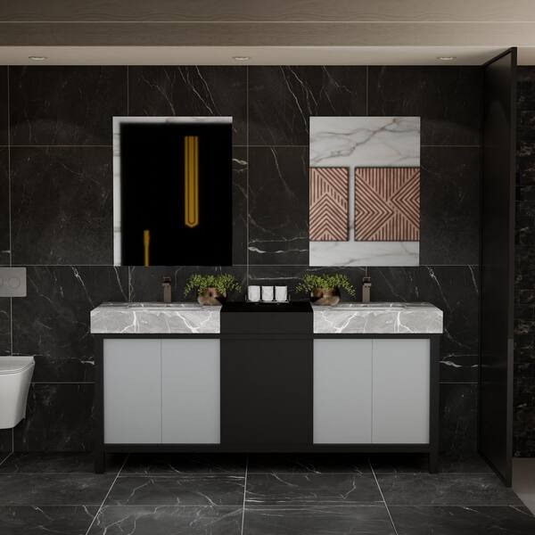 Lexora Zilara 72 in W x 22 in D Black and Grey Double Bath Vanity Lexora Zilara 72 in W x 22 in D Black and Grey Double Bath Vanity