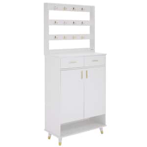 White Hall Tree with Shoe Storage Cabinet