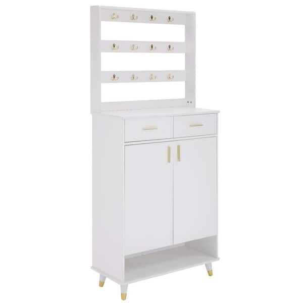 Karl home White Hall Tree with Shoe Storage Cabinet