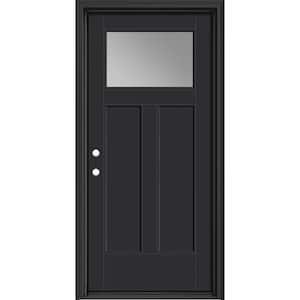 Performance Door System 36 in. x 80 in. Winslow Clear Right-Hand Inswing Black Smooth Fiberglass Prehung Front Door