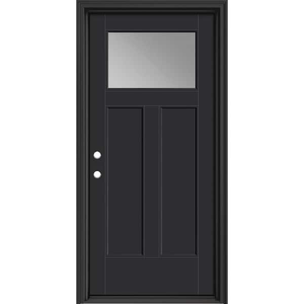 Masonite Performance Door System 36 in. x 80 in. Winslow Clear Right-Hand Inswing Black Smooth Fiberglass Prehung Front Door