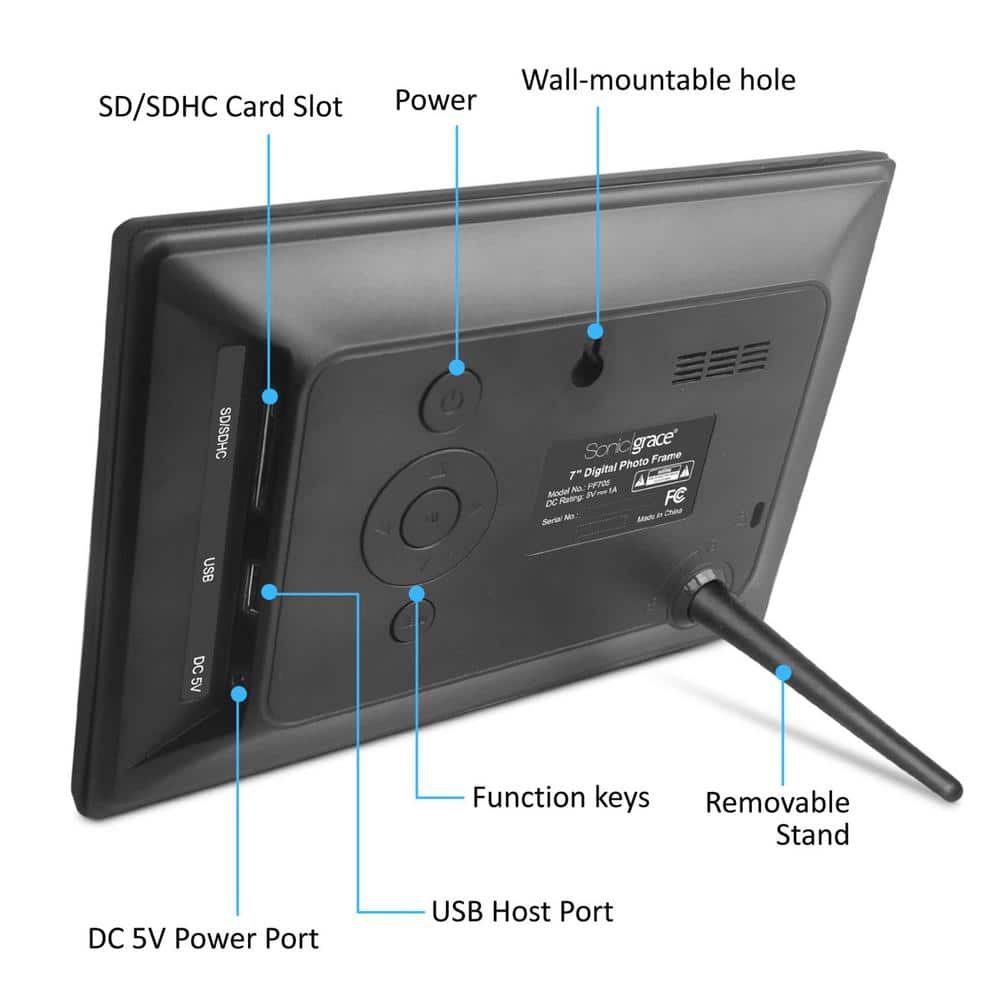 7-Inch Black Digital Photo Frame with Remote Control