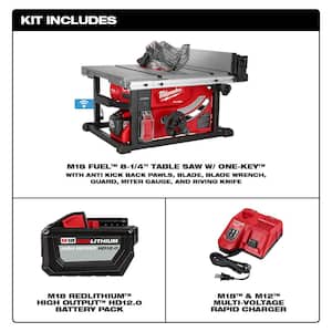 M18 FUEL ONE-KEY 18-Volt Lithium-Ion Brushless Cordless 8-1/4 in. Table Saw Kit with (1) 12.0Ah Battery and Stand