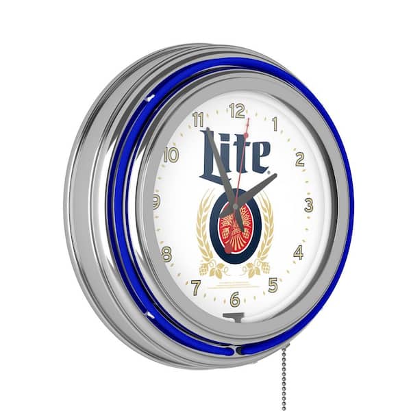 Unbranded Miller Lite Blue Retro Lighted Analog Neon Clock