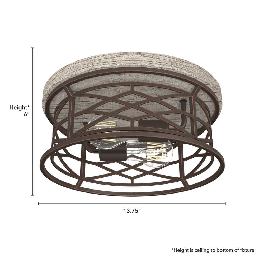 Langwood Onyx Bengal Aluminum 2-Light LED Flush Mount