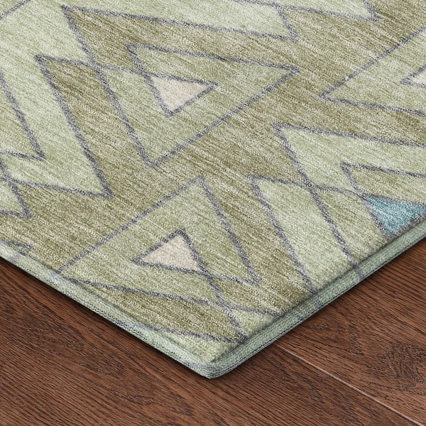 Mayfield Premium Machine Washable Abstract AMF2560 Celery 9 ft. x 12 ft. Area Rug