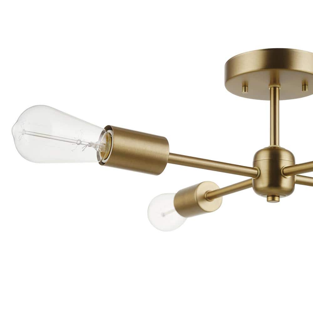 Matte Brass 17" Modern Globe Sputnik Ceiling Light