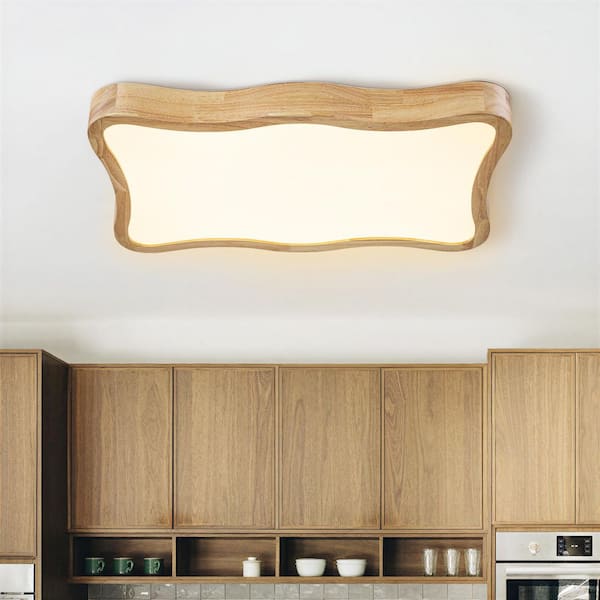 Madison 1-Light 39 in. Modern Wood Selectable LED Flush Mount
