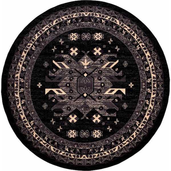Taftan Oasis Black 8' 0 x 8' 0 Round Rug